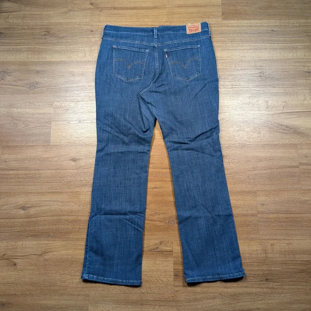 Levis Classic Bootcut Jeans Womens 16W Blue Mid Rise Dark Wash Stretch Denim